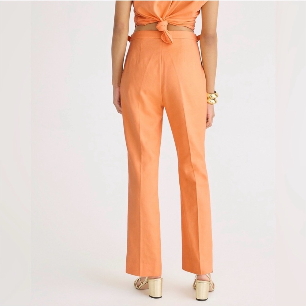 J.Crew Slim-Fit Flare Linen Trouser in Coastal Sunset Pale Orange Spring Color 4 - Picture 2 of 12